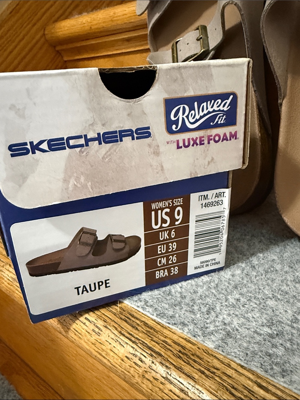 Skechers Taupe Double Buckle Luxe Foam Sandals - Picture 2 of 9